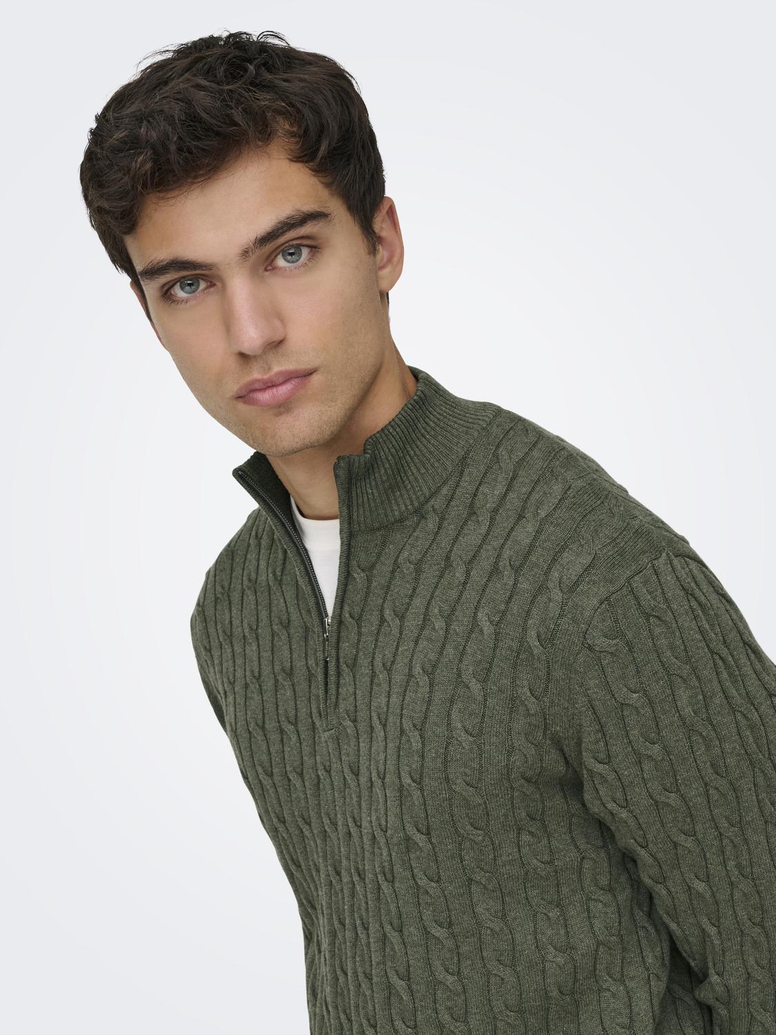 ONSLOUI REG 12 CABEL HALF ZIP KNIT NOOS - 5