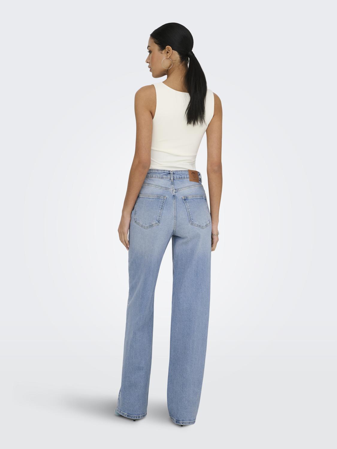 ONLJUICY Weite Bein-Passform JEANS mit hohem Bund und Fronttaschen - 2