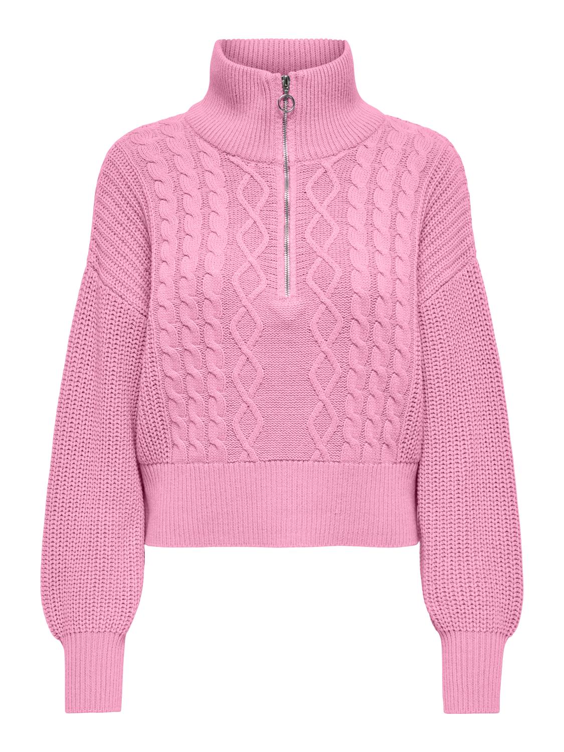 ONLDORITTA LS CABLE ZIP HIG NECK KNT