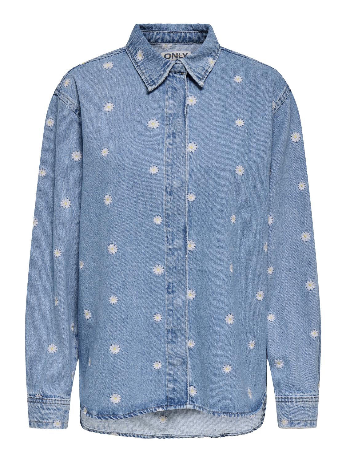 ONLVERA L/S DAISY EMB SHIRT DNM AZG - 3
