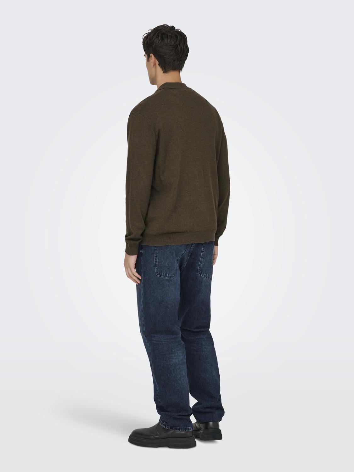 ONSLOUI REG 12 LS MEL POLO KNIT NOOS - 2