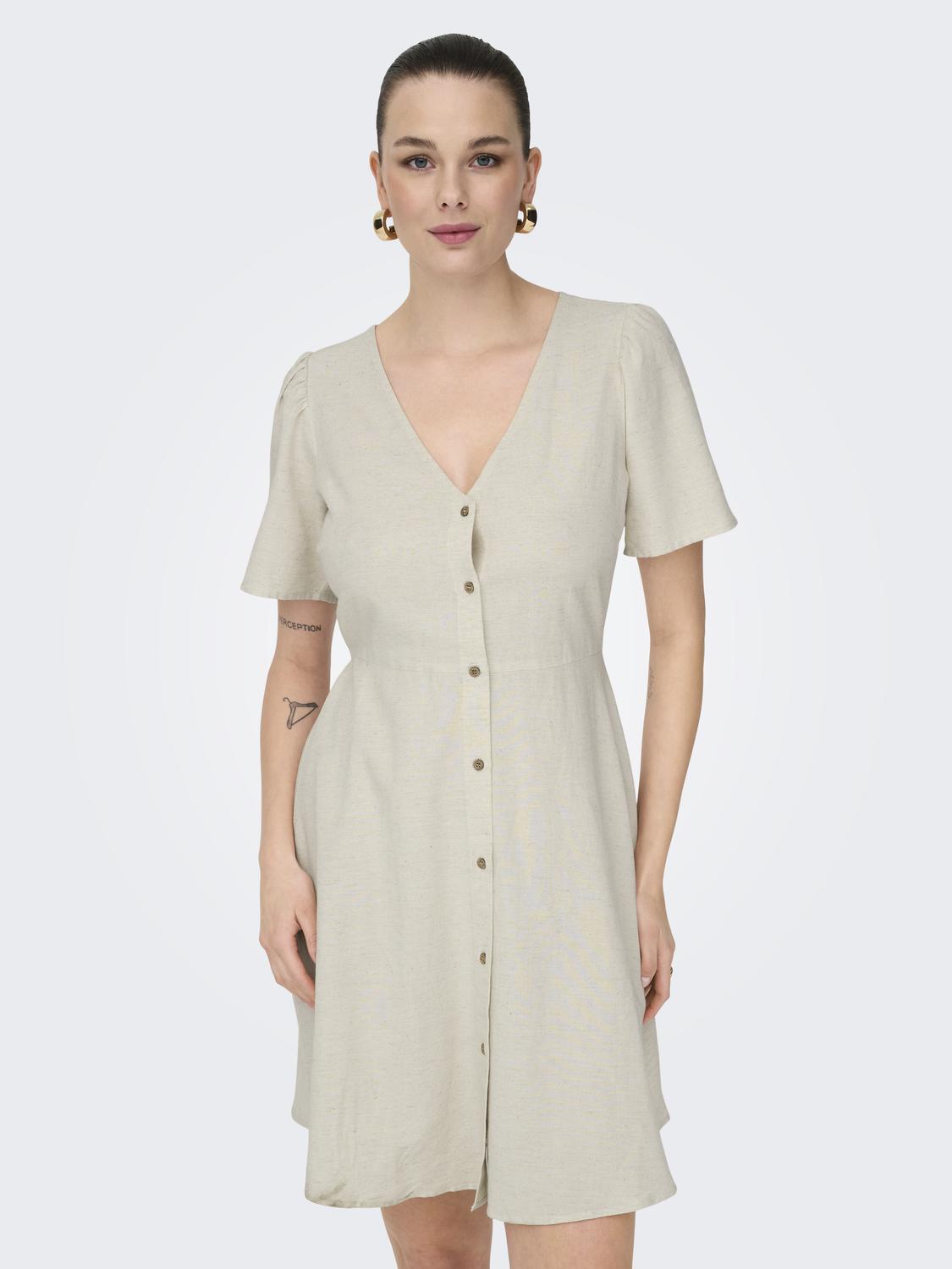 ONLVITA Regular Fit kjole med cutline i midjen og volum ermer - 4