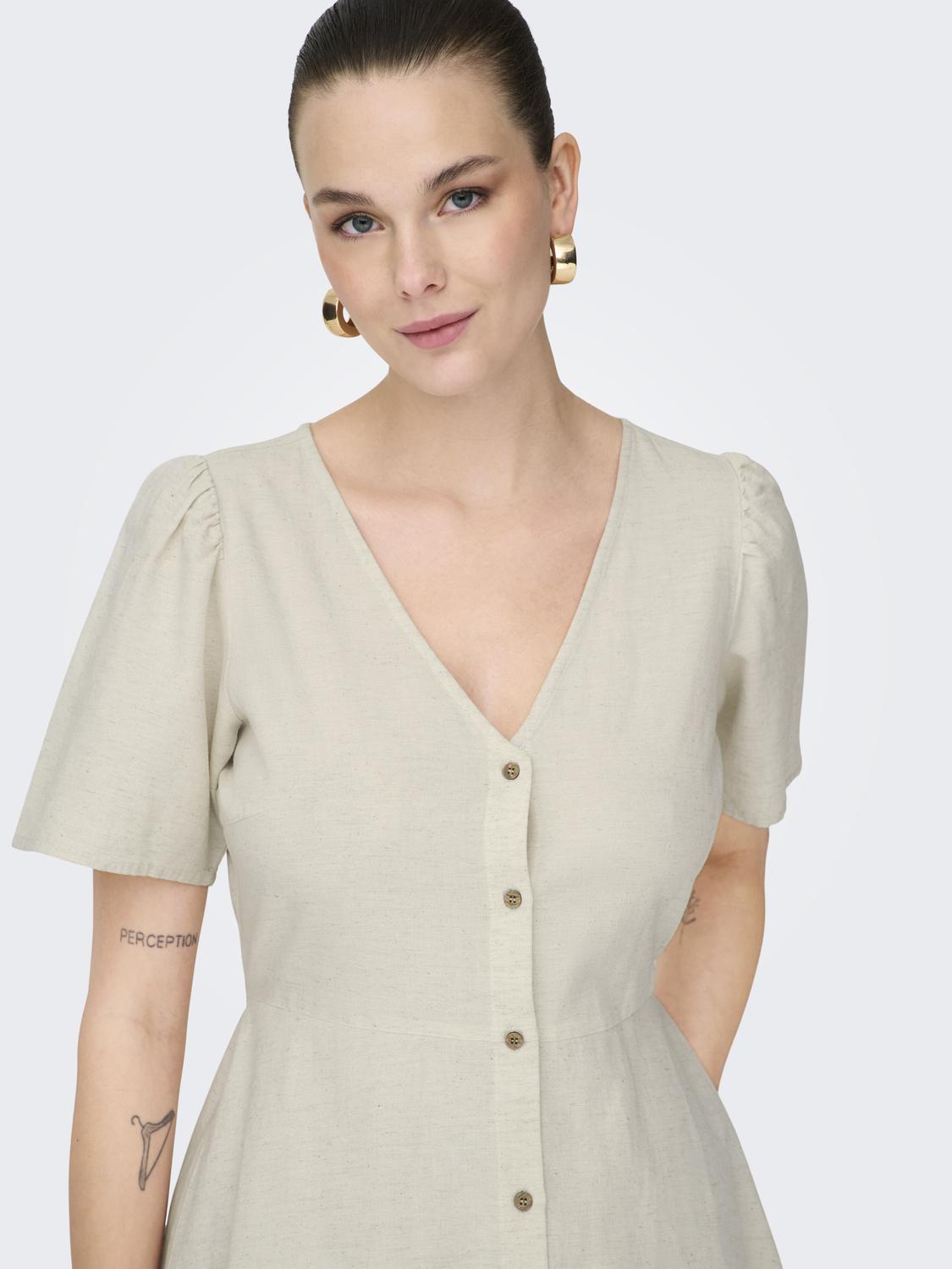ONLVITA Regular Fit kjole med cutline i midjen og volum ermer - 5