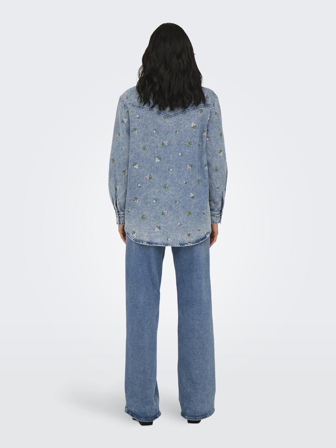 ONLVERA L/S FLOWER EMB SHIRT DNM NOOS