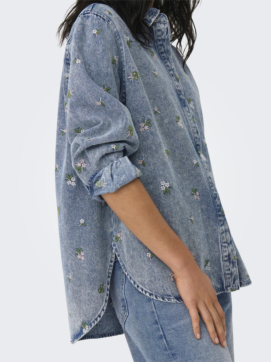 ONLVERA L/S FLOWER EMB SHIRT DNM NOOS