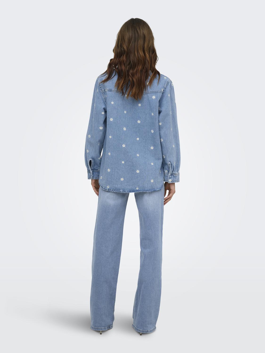 ONLVERA L/S DAISY EMB SHIRT DNM AZG - 2