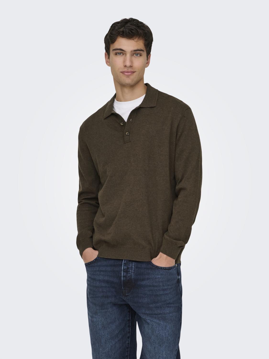 ONSLOUI REG 12 LS MEL POLO KNIT NOOS