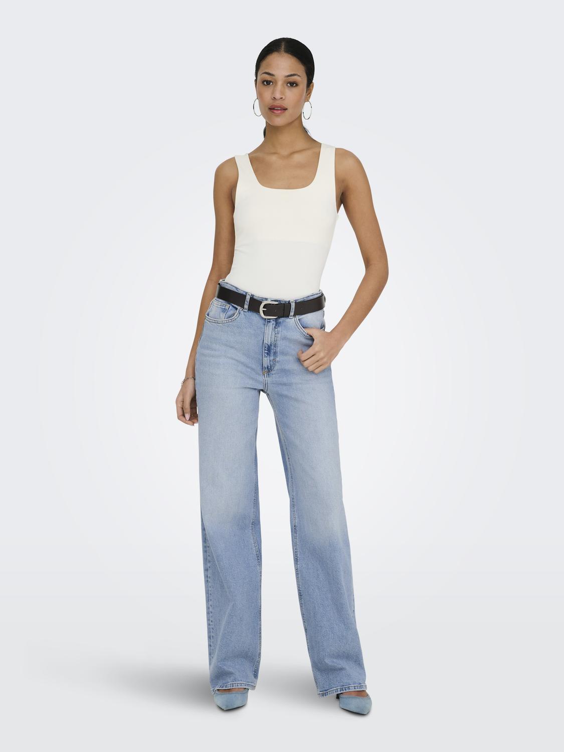 ONLJUICY Weite Bein-Passform JEANS mit hohem Bund und Fronttaschen - 6