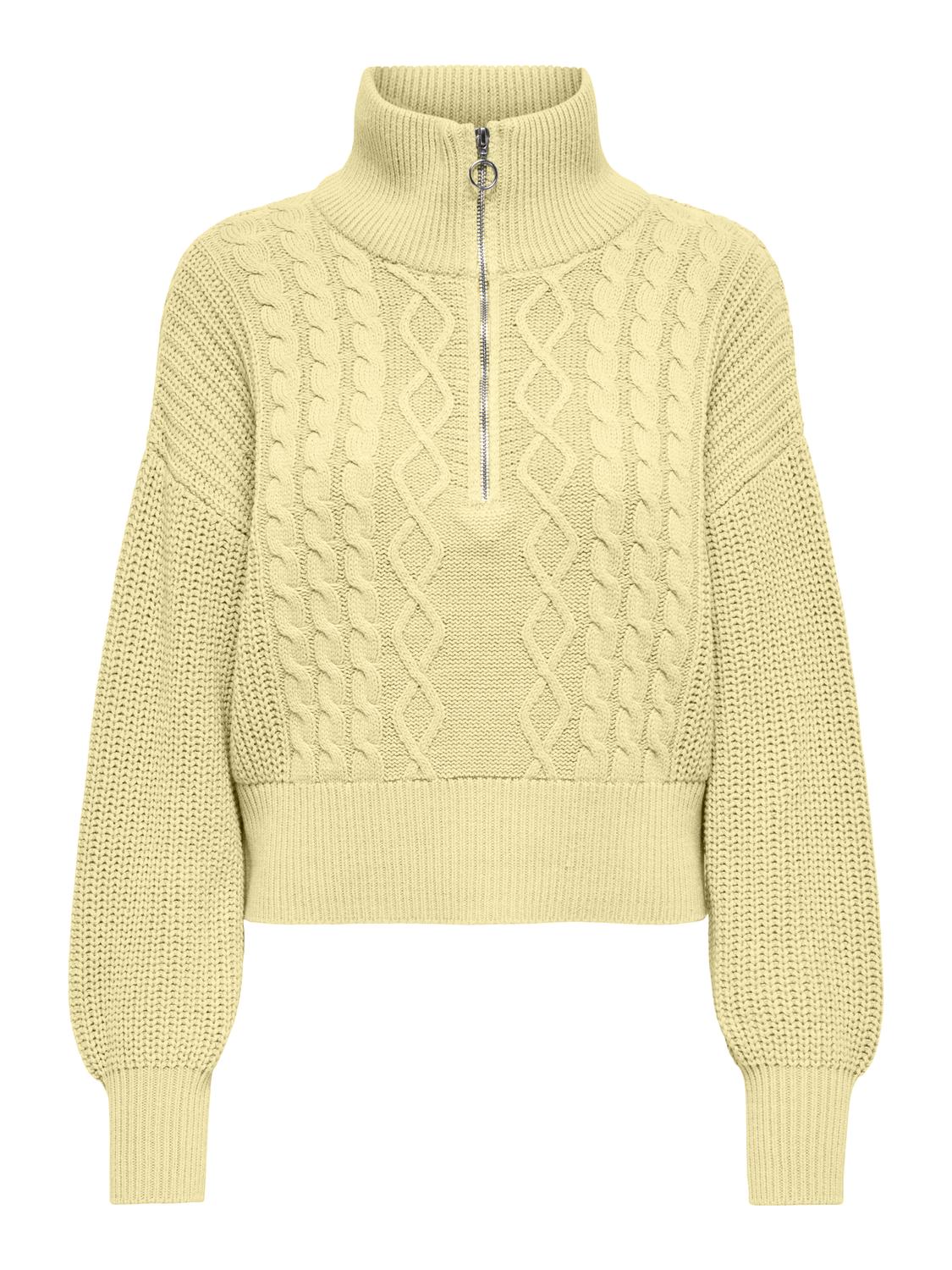 ONLDORITTA LS CABLE ZIP HIG NECK KNT