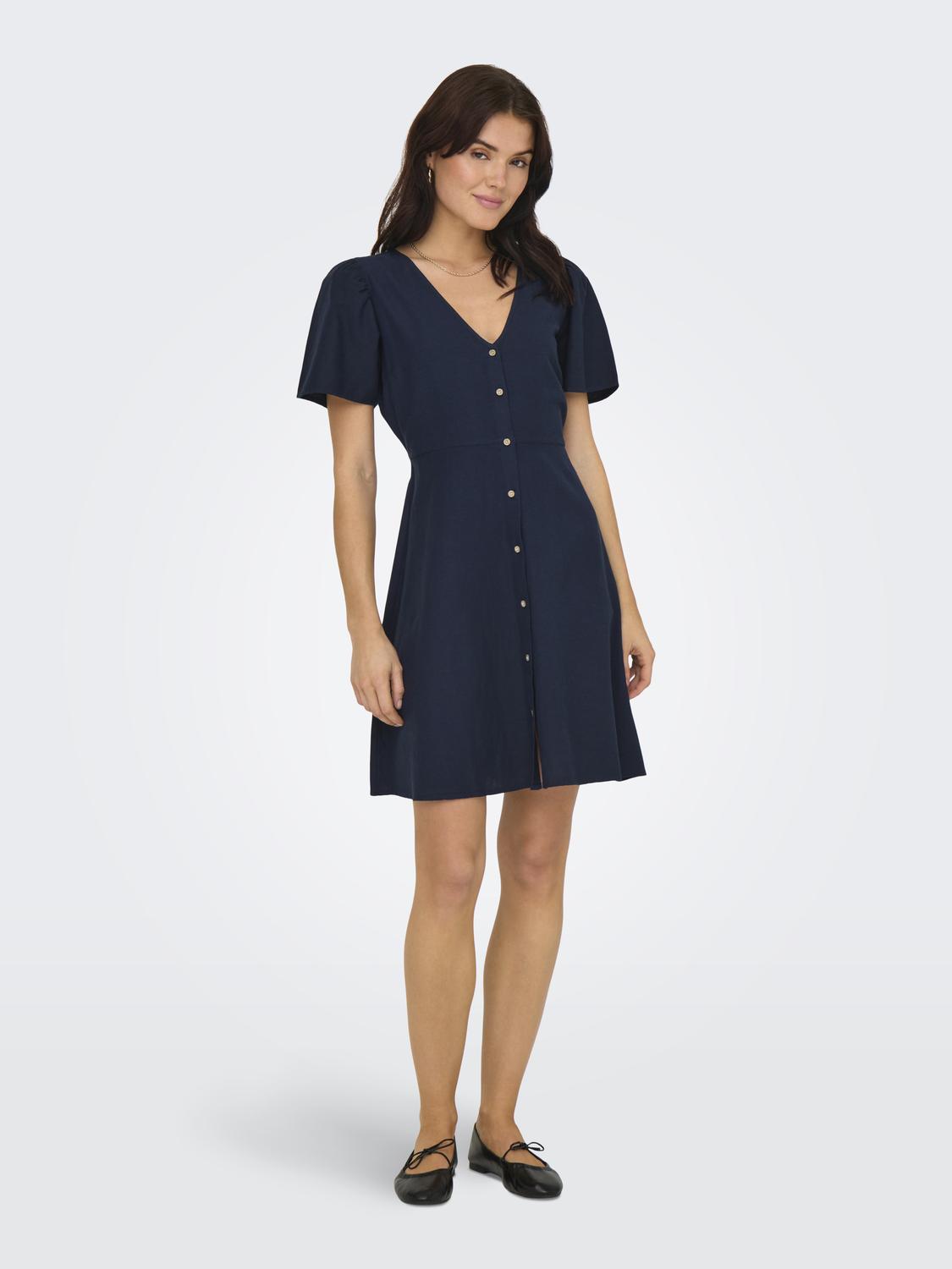 ONLVITA Regular Fit Kleid mit Cutline an der Taille und Volumenärmeln - 6