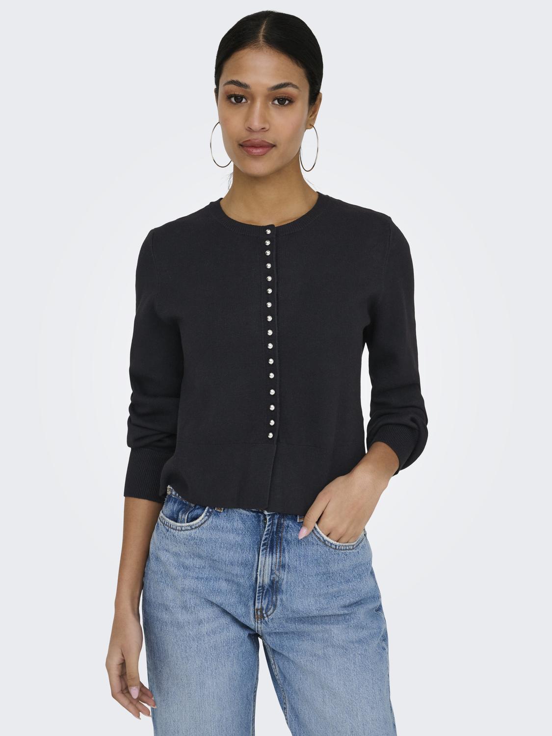 JDYPRIME LIFE L/S O-NECK BUTTON CARD KNT - 5