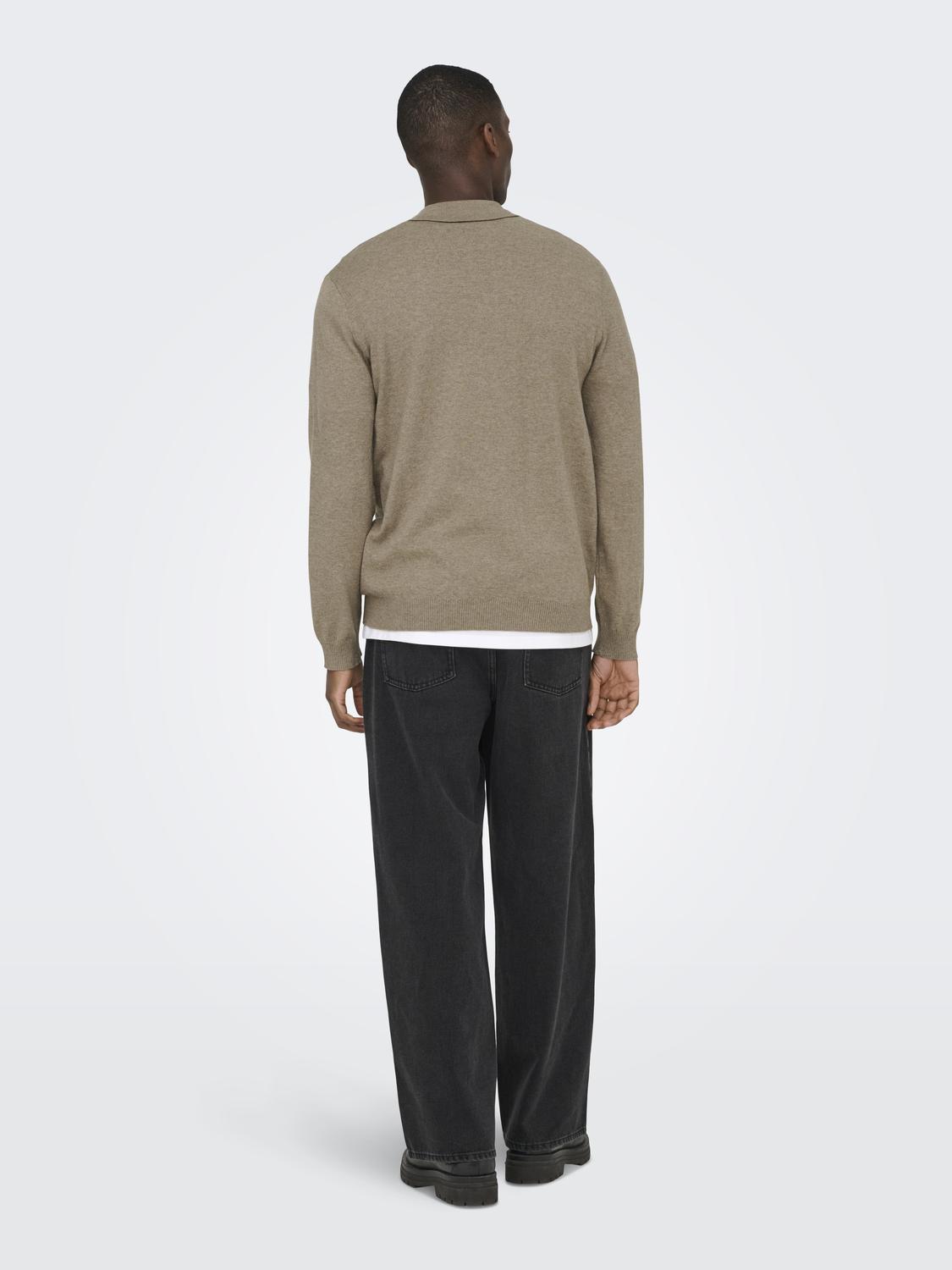 ONSLOUI REG 12 LS MEL POLO KNIT NOOS - 2