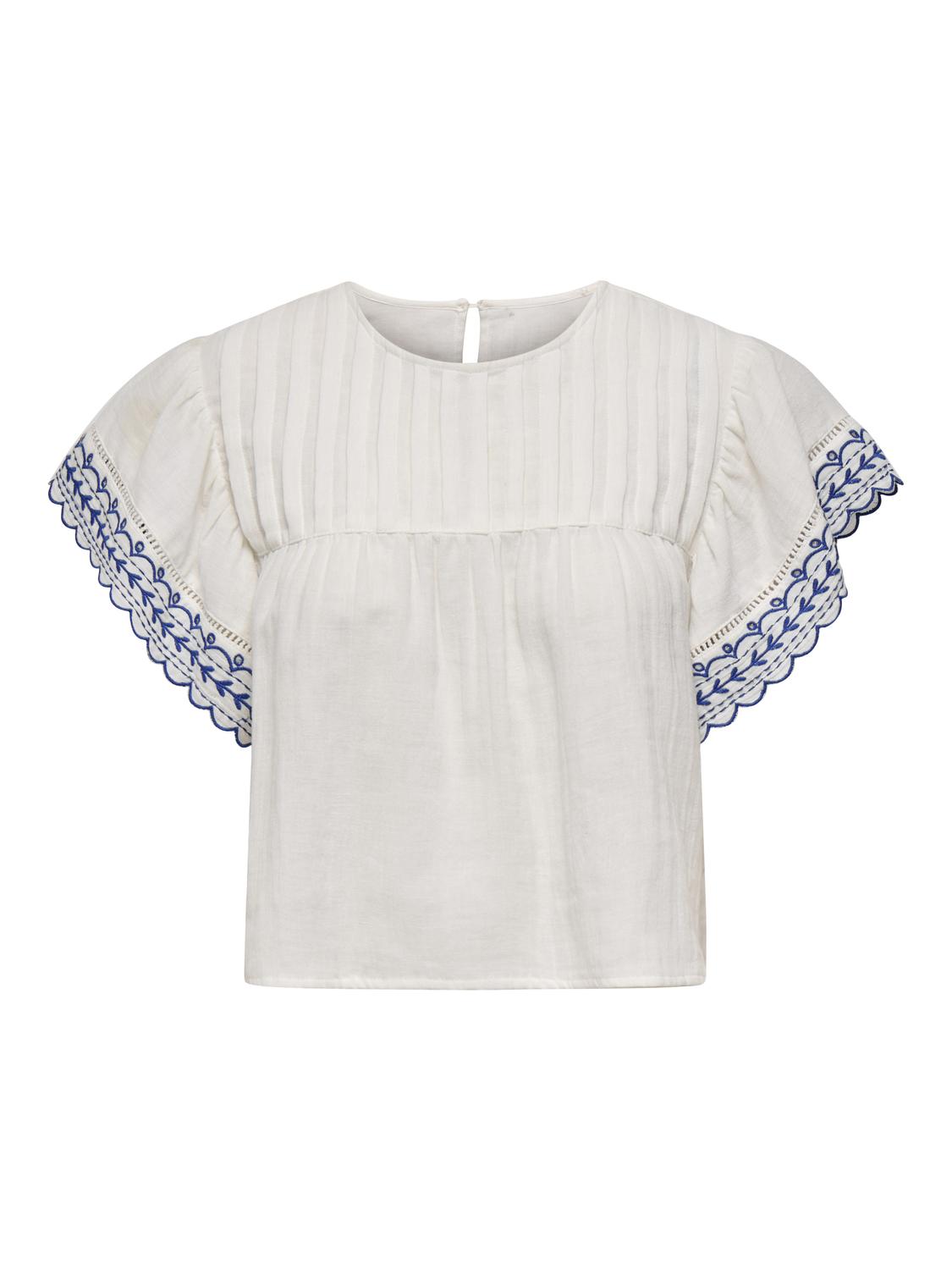 PGPAOLA S/S EMB DETAIL TOP WVN