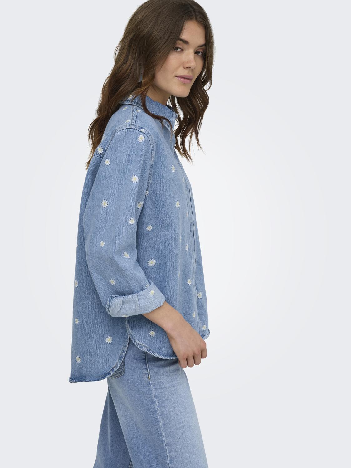 ONLVERA L/S DAISY EMB SHIRT DNM AZG - 4