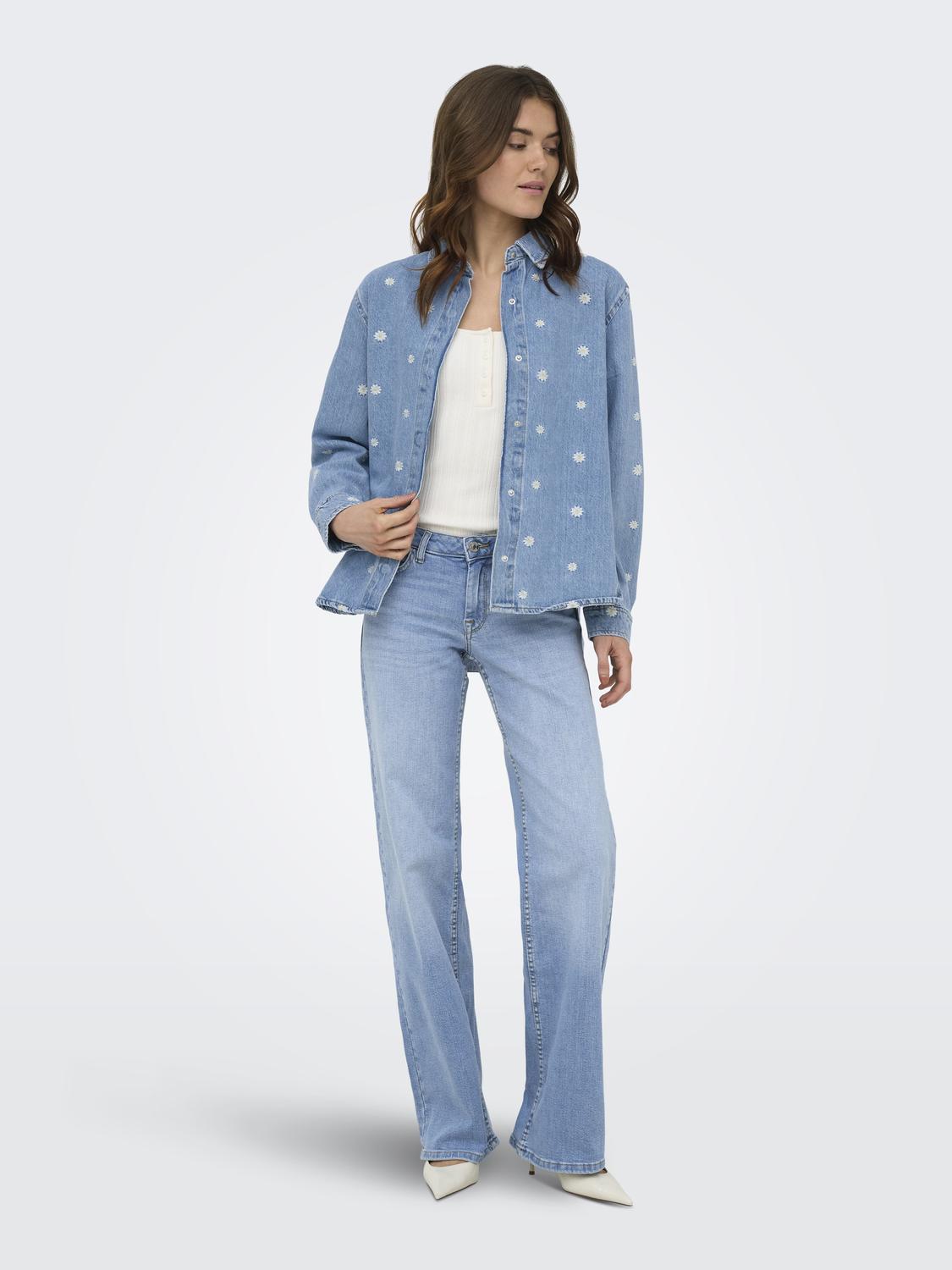 ONLVERA L/S DAISY EMB SHIRT DNM AZG - 7