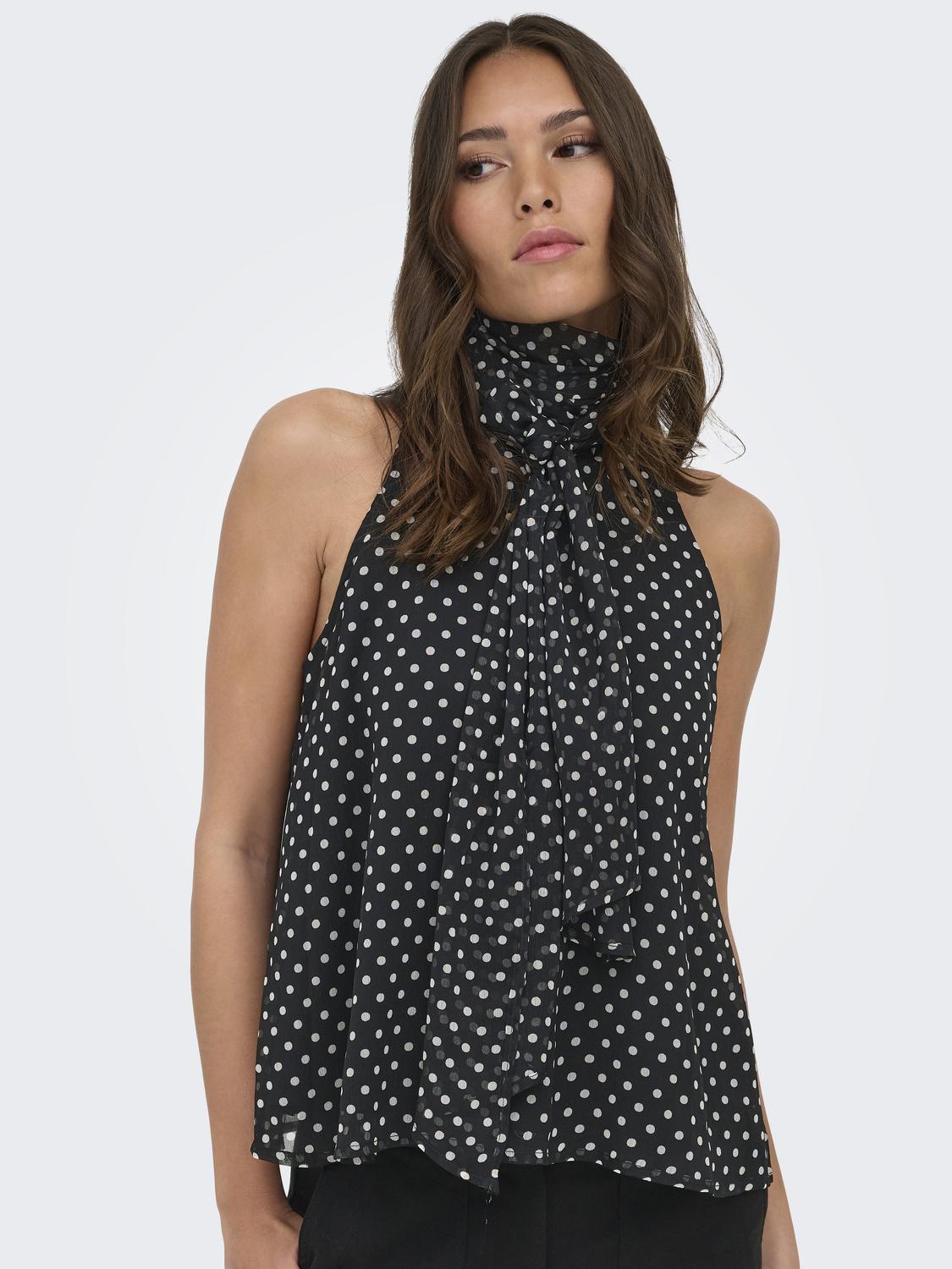 JDYPOLKA S/L HALTERNECK TOP WVN EXP - 5