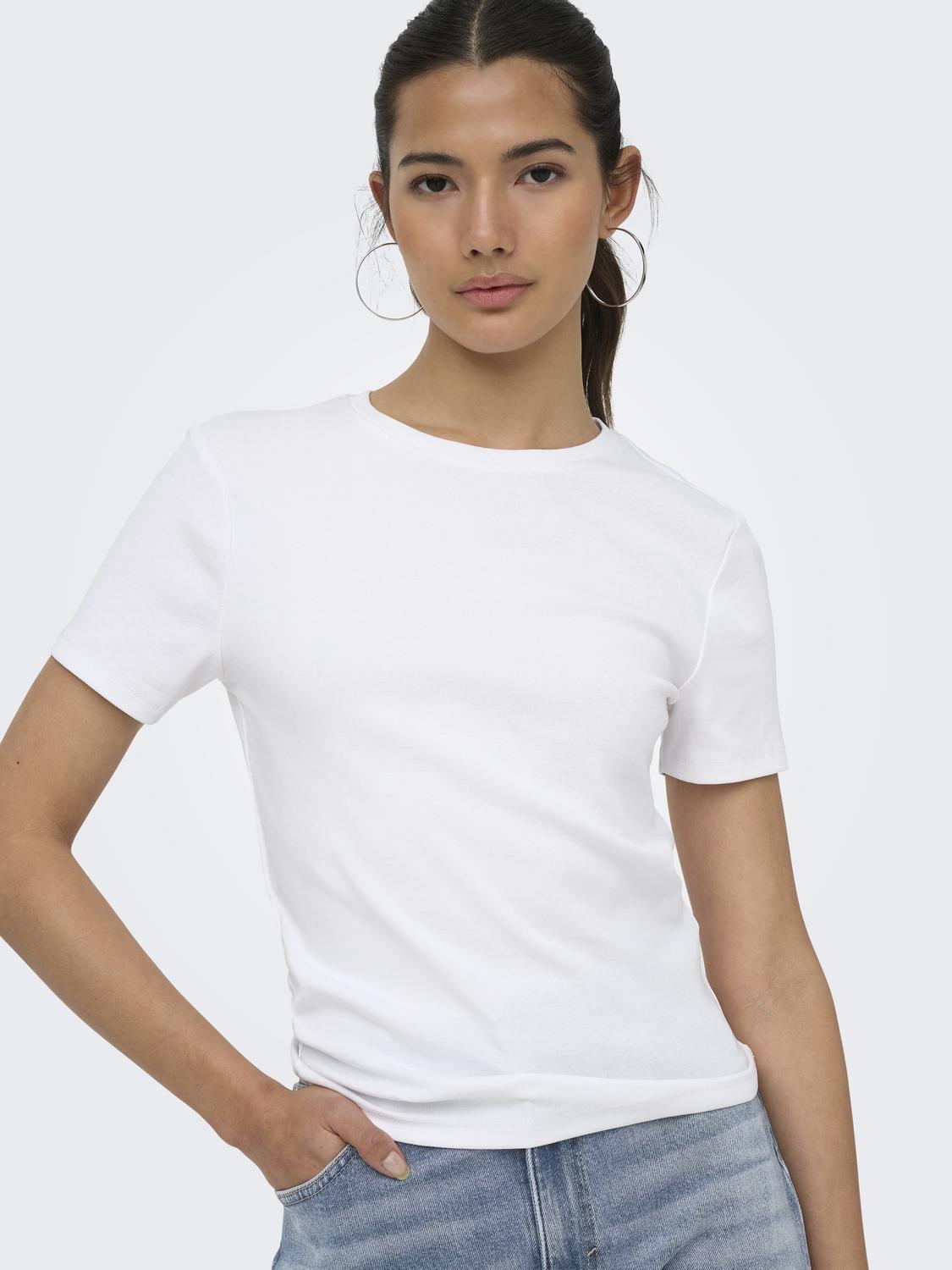 ONLRILEY Basic O-hals T-shirt med korte ærmer til unge damer - 5