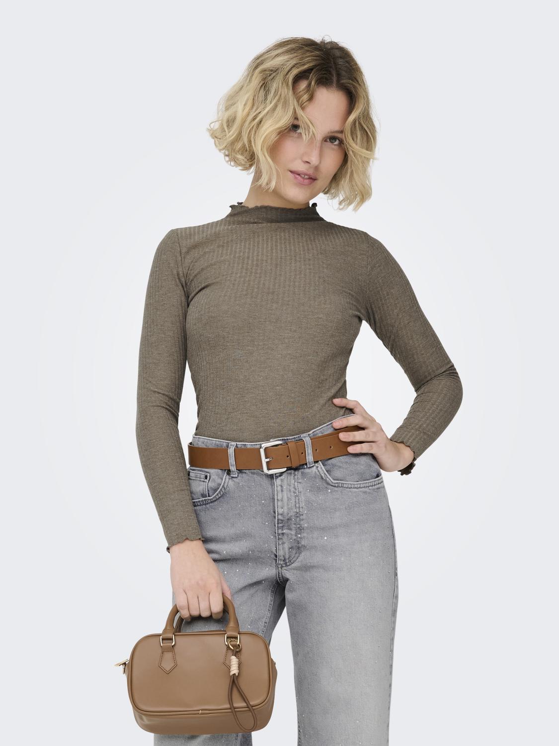 ONLEMMA Comfort Fit Top met hoge hals en vrouwelijke ruches