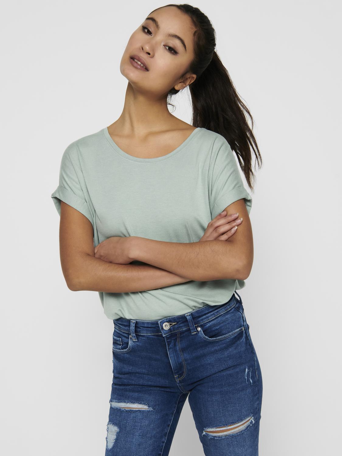 ONLMOSTER Regular Fit O-Neck Top med korte ermer - 4