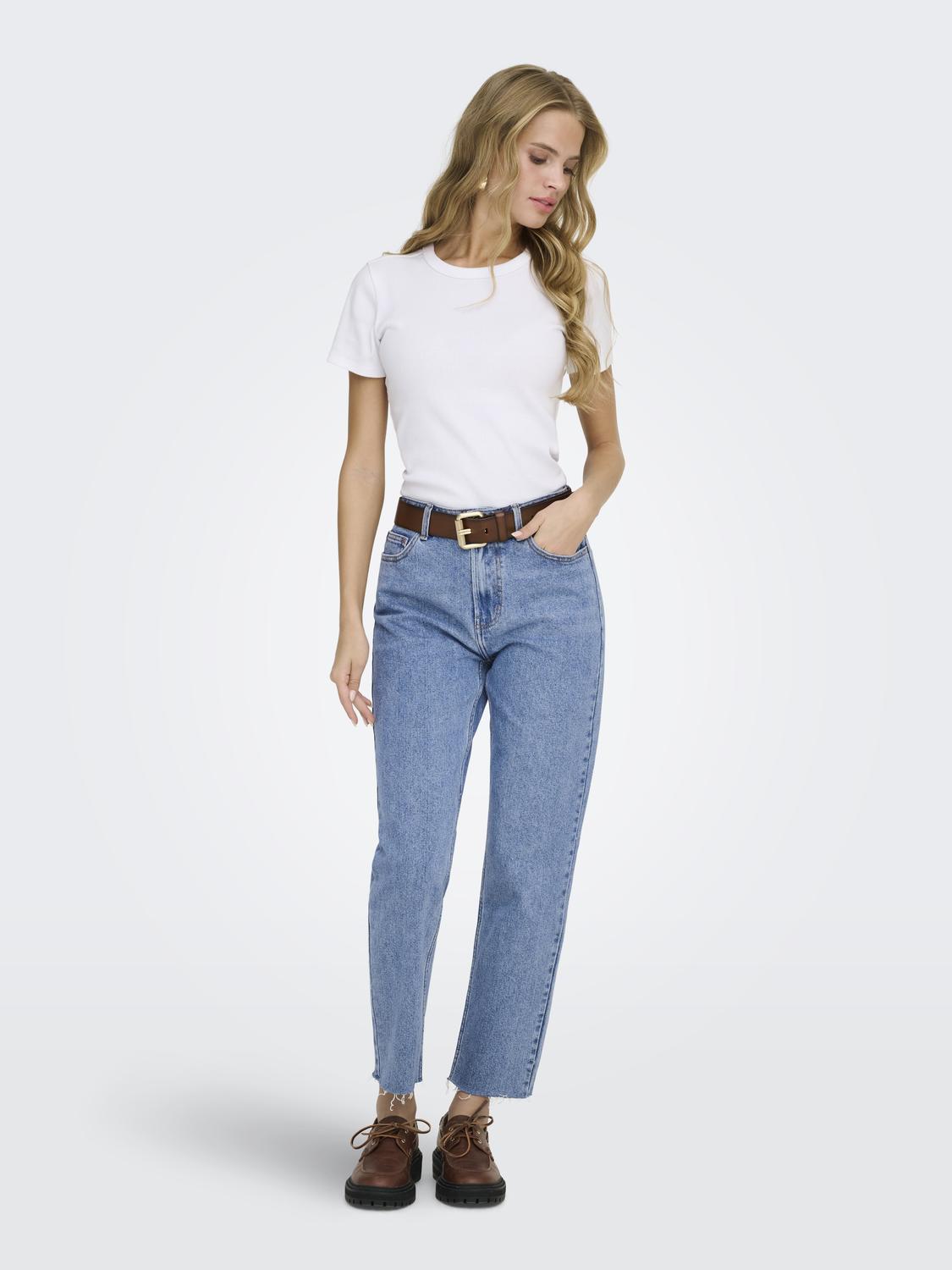 ONLEMILY Straight fit jeans met zakken aan de voorkant en enkellengte - 6