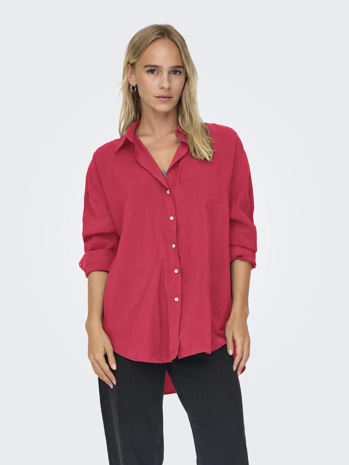 ONLZAZIMA Oversized fit overhemd met knoopsluiting en langer op de rug