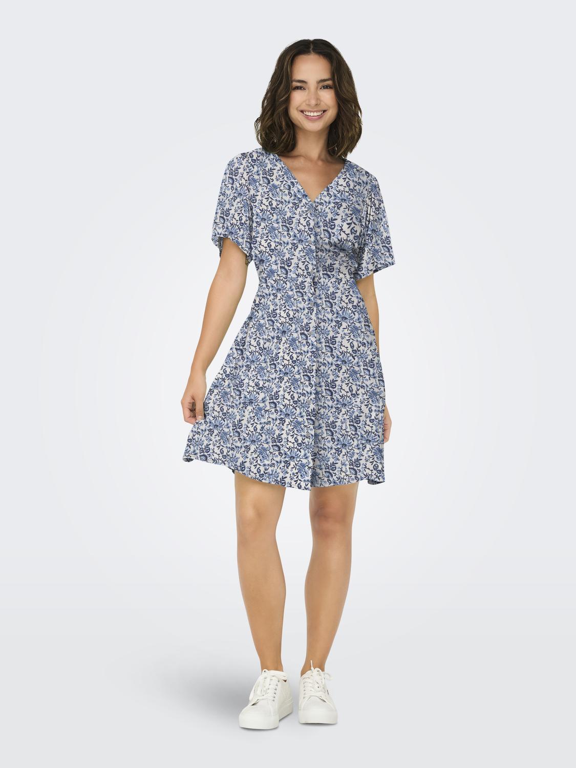 ONLEVIDA Kleid mit Knopfleiste und Bindegürtel
