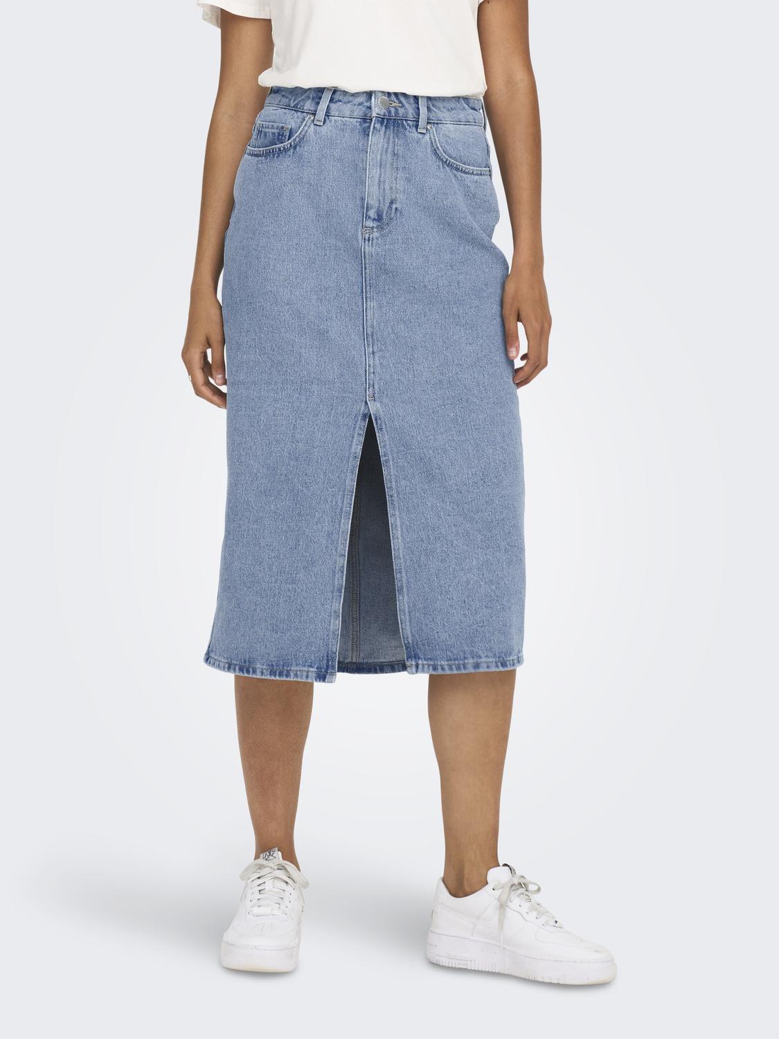 ONLBIANCA Midi Denim nederdel med slids foran