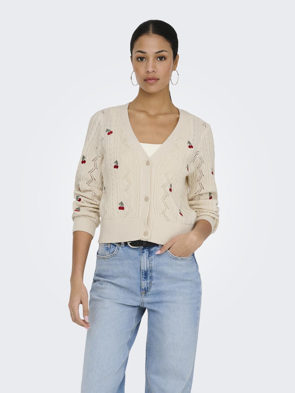 ONLBIRTIE LS EMB V-NECK CARDIGAN NCA KNT