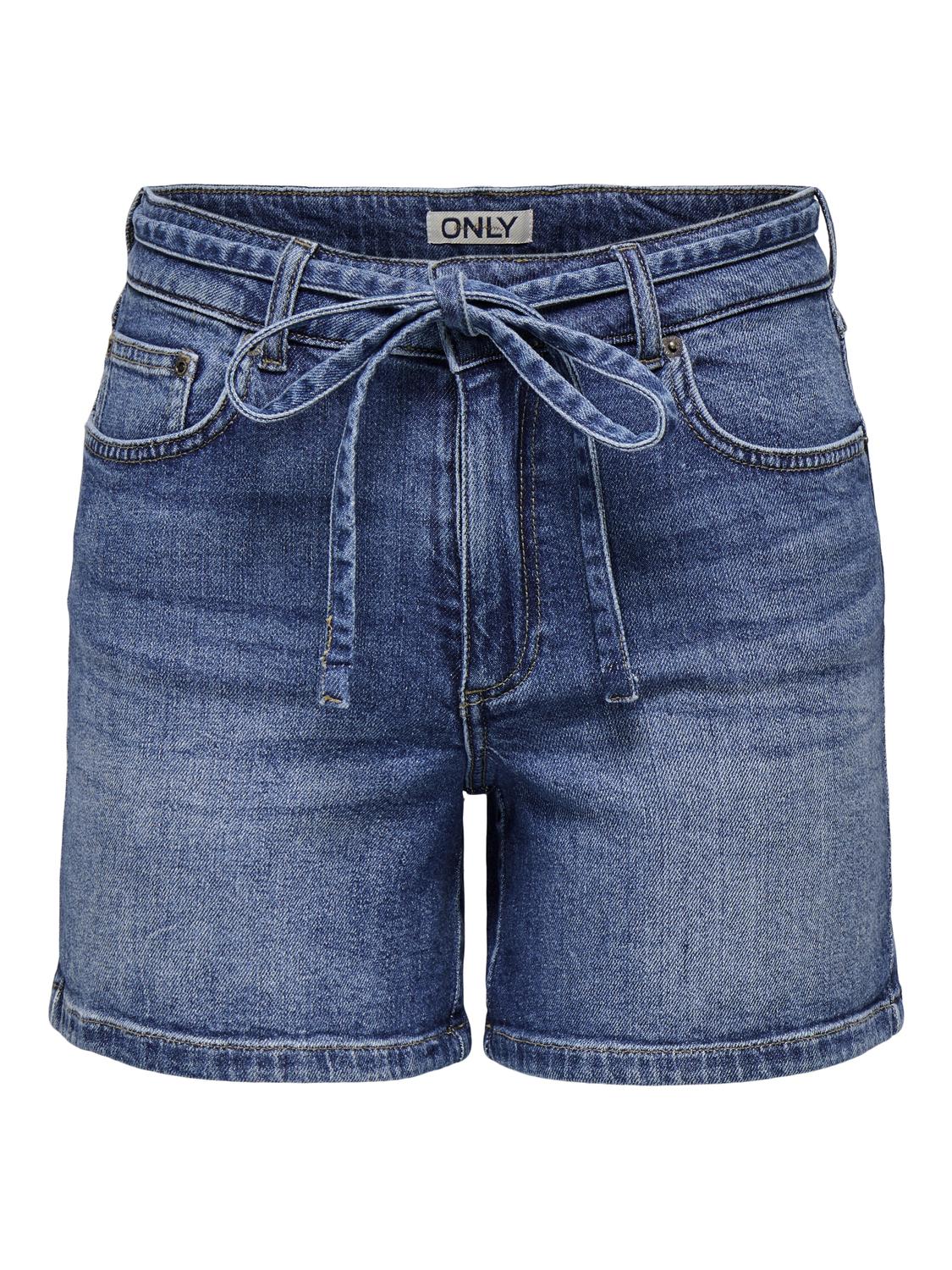 ONLGIANNA Mid Waist Denim Shorts med belte inkludert - 3