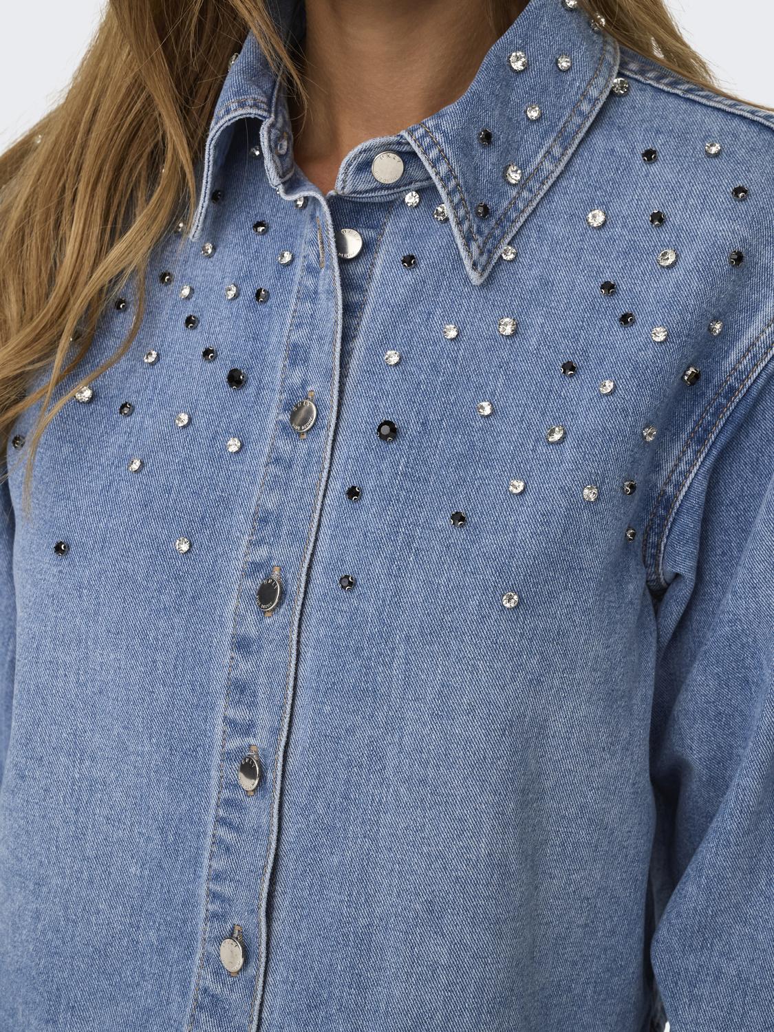 ONLMAGGIEMAY LS RHINESTONE DNM SHIRT MAE - 5