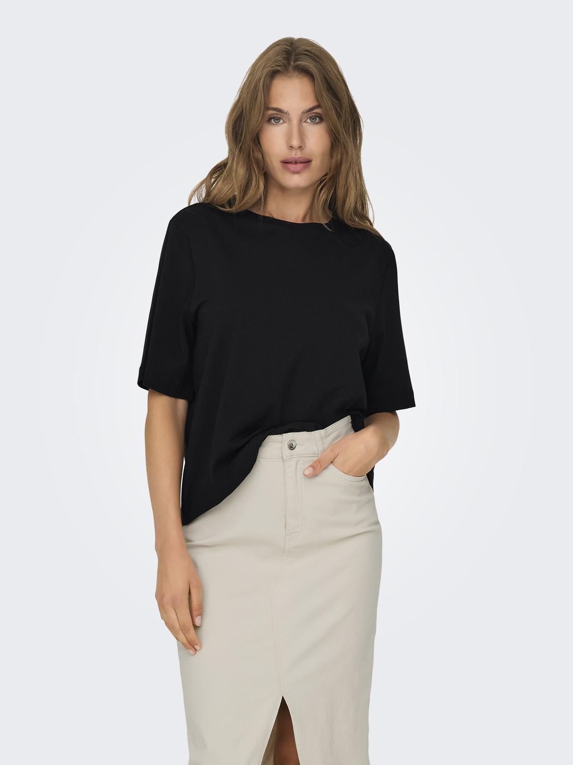 ONLLINA Basic O-hals T-shirt med løs pasform og korte ærmer
