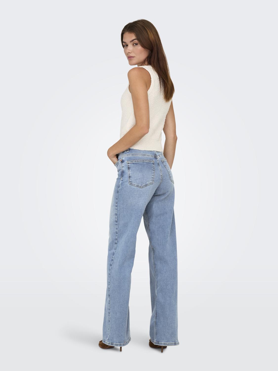 ONLMADISON Jeans med høy midje med bred benpassform og baklommer - 2