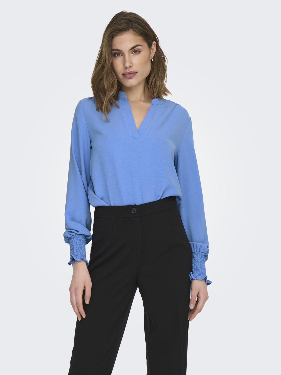 ONLMETTE V-NECK LS SMOCK TOP NOOS WVN