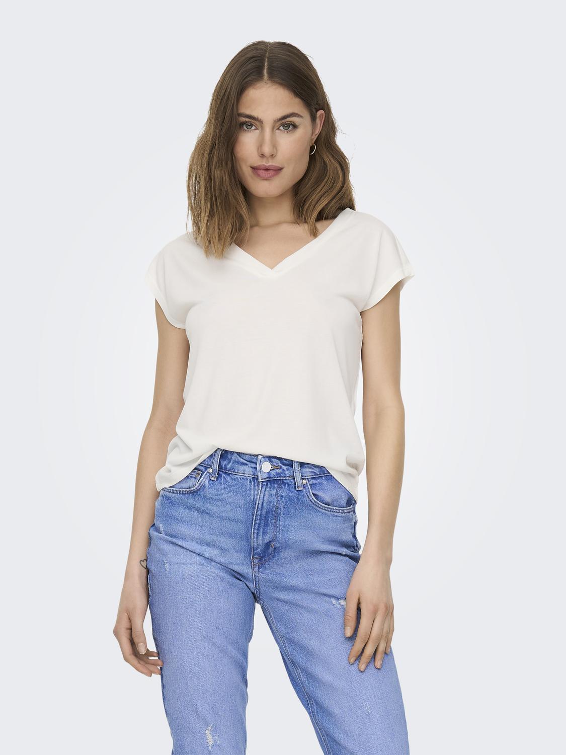ONLFREE S/S MOD.V-NECK TOP JRS NOOS