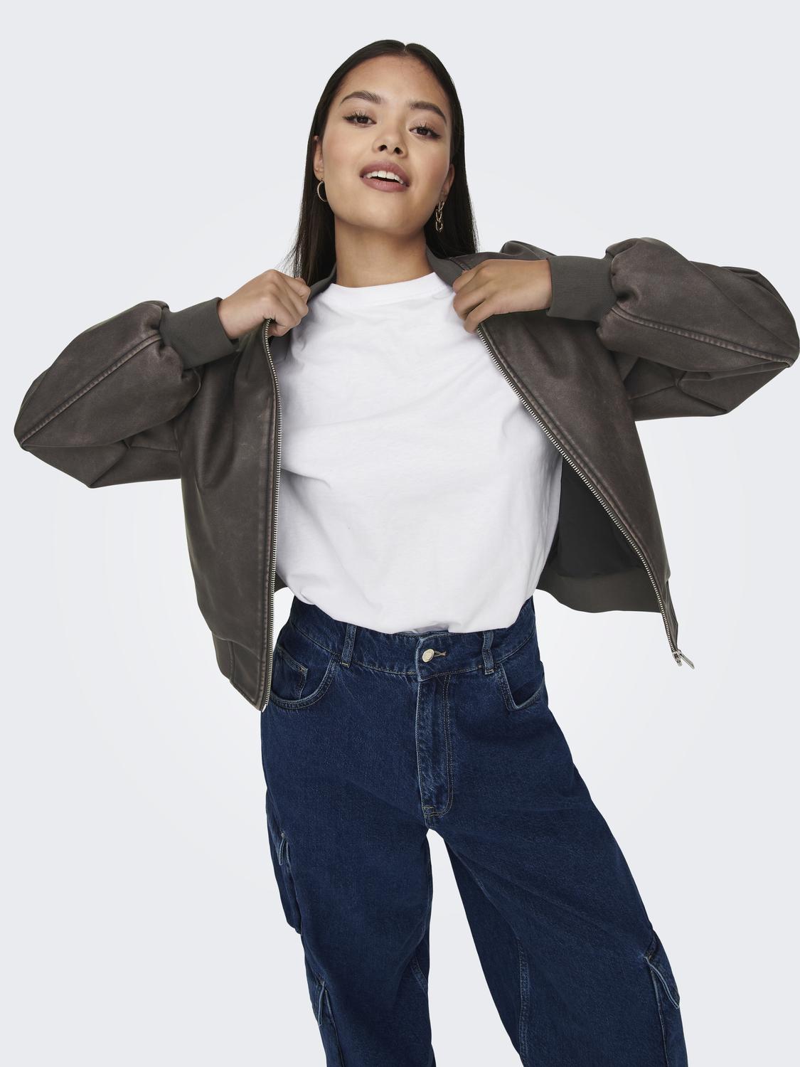 ONLJANE FAUX LEATHER WASHED BOMBER OTW - 4
