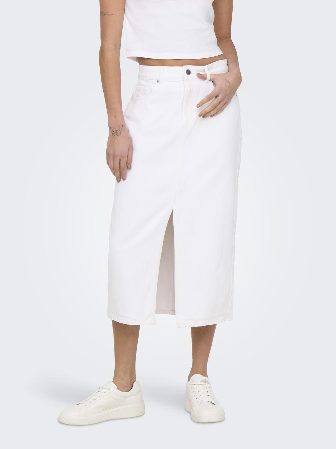 ONLBIANCA Midi Denim nederdel med slids foran