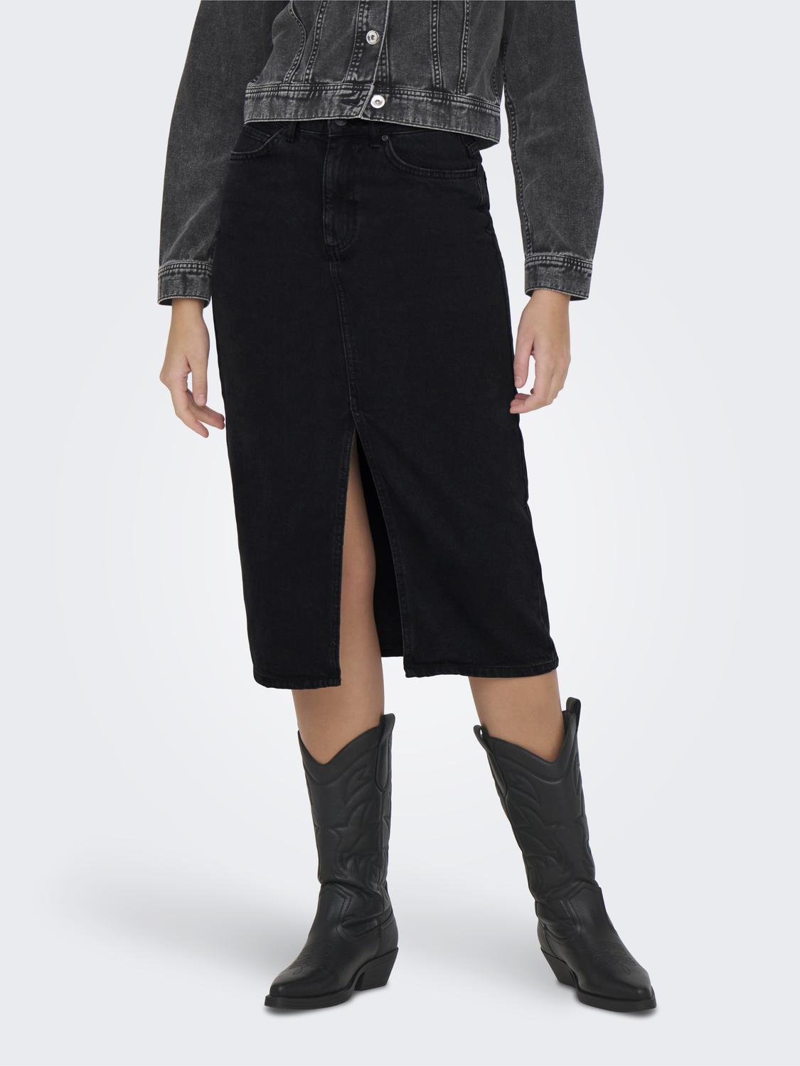 ONLBIANCA Midi Denim nederdel med slids foran