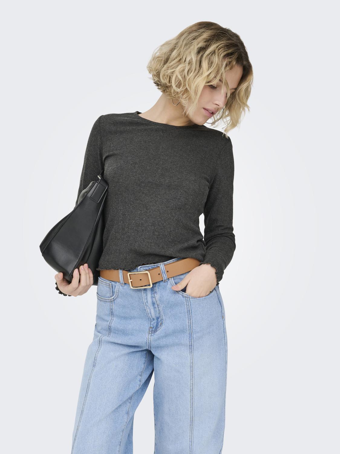 ONLCARLOTTA Basic top met ronde hals met lange mouwen en ruches