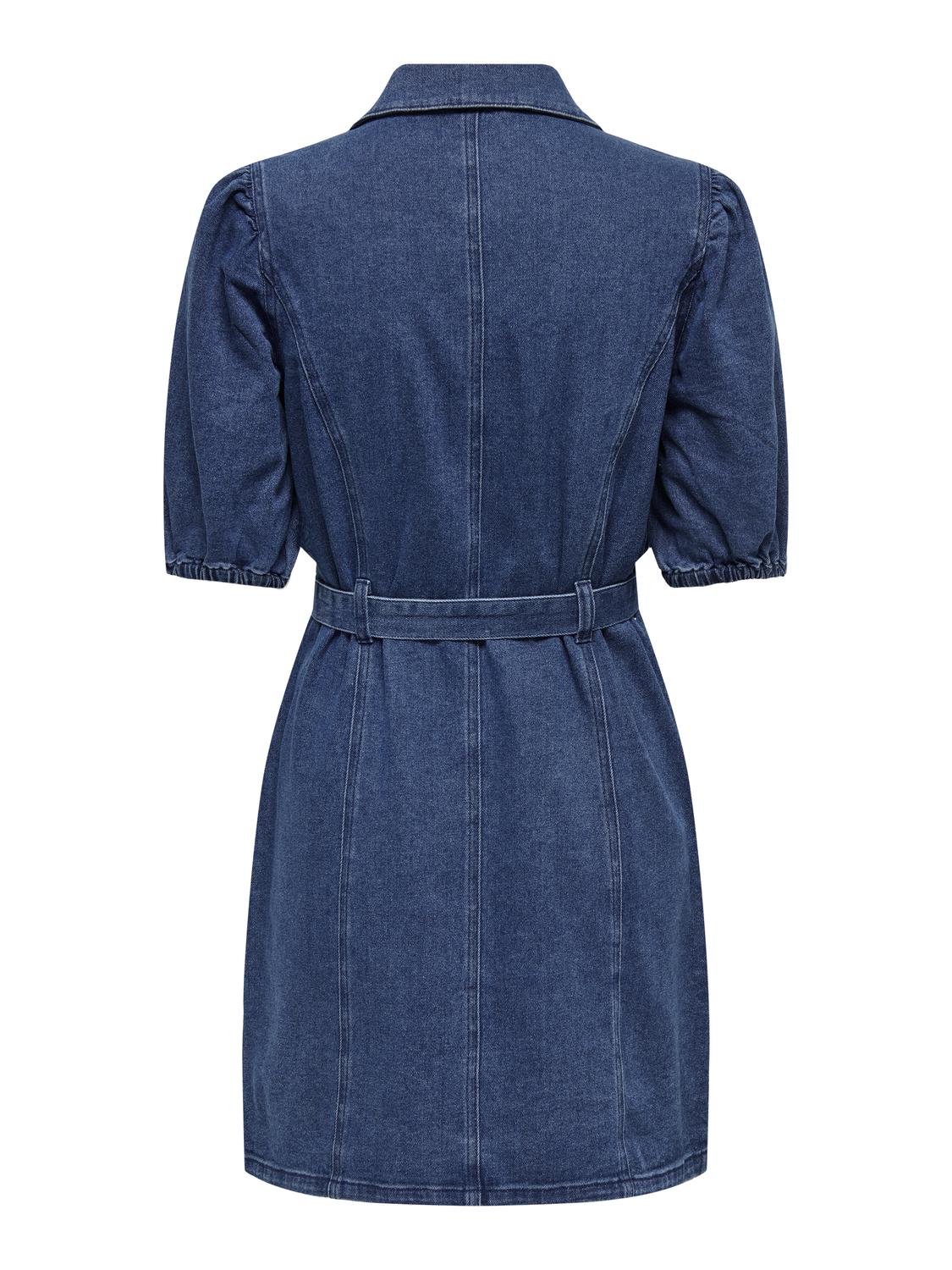 ONLVIBBE Kort denimkjole med puffermer - 7
