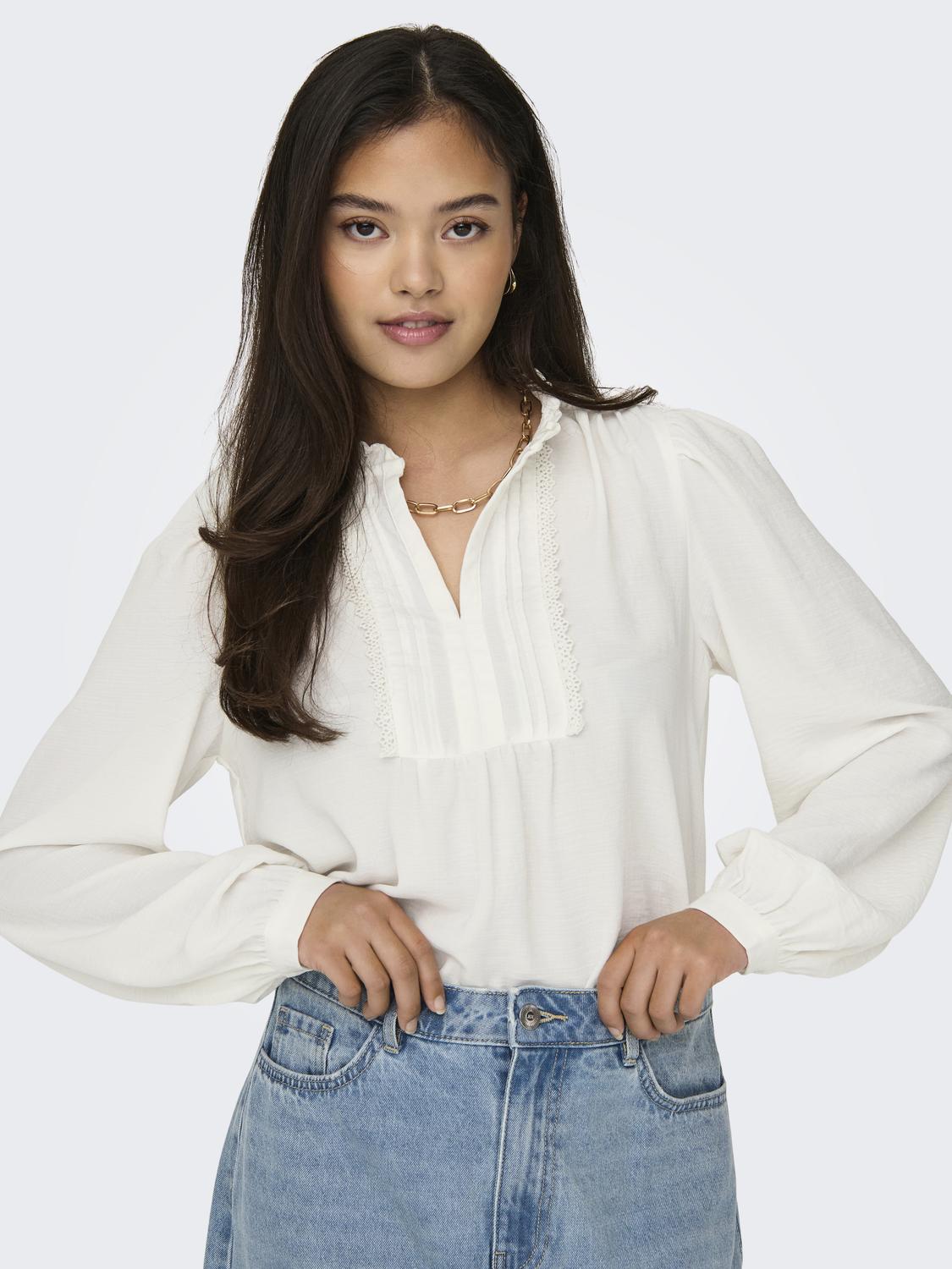 JDYRACHEL LIFE L/S PINTUCK TOP WVN NOOS - 5