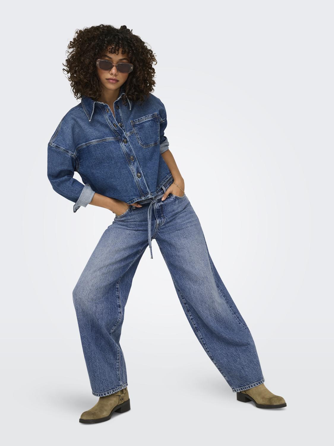 ONLGIANNA Belt Loops High Waist Straight Fit Jeans - 4