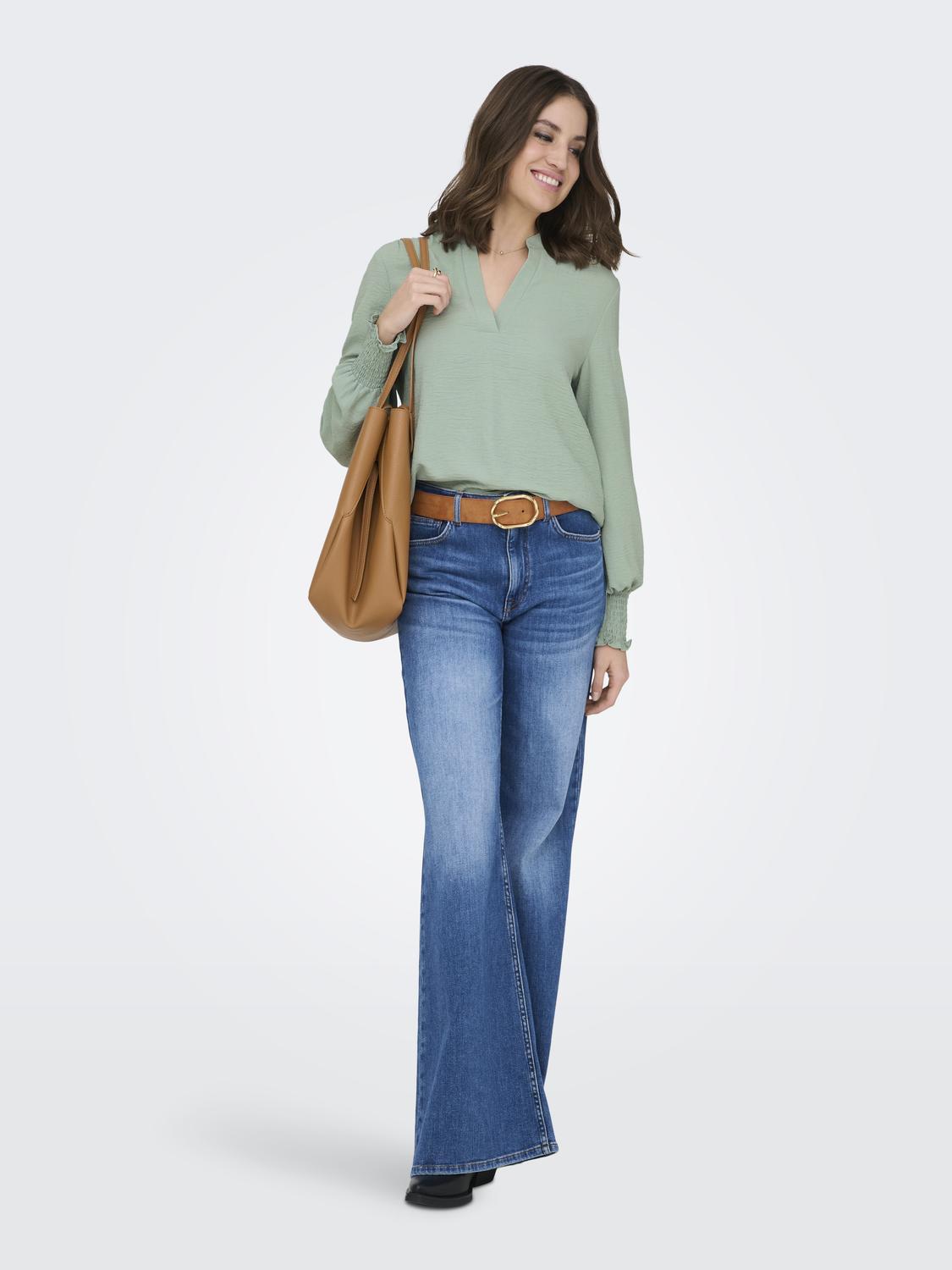 ONLMETTE V-NECK LS SMOCK TOP NOOS WVN - 6