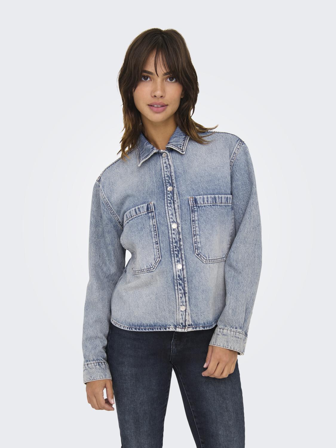 ONLCASSIE LS OVS DNM SHIRT DOT NOOS - 4