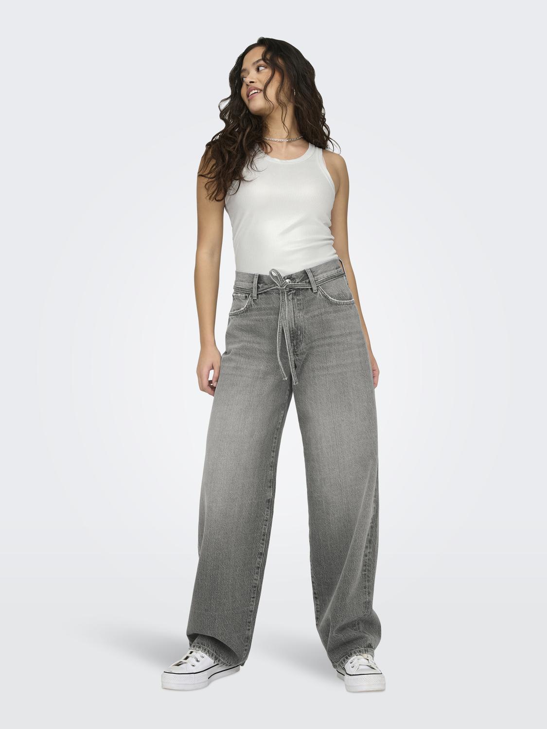 ONLGIANNA Straight fit jeans med bæltestropper og midt i taljen