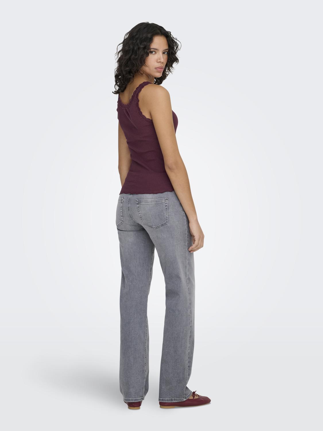 ONLSARA BASIC U-hals ærmeløs tanktop med blondedetalje - 2