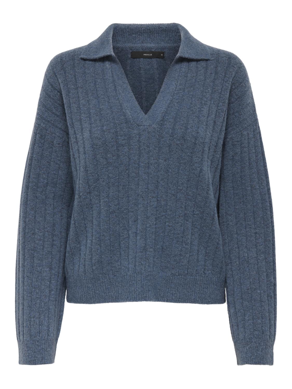 PGLUNA POLO V-NECK L/S PULLOVER KNT
