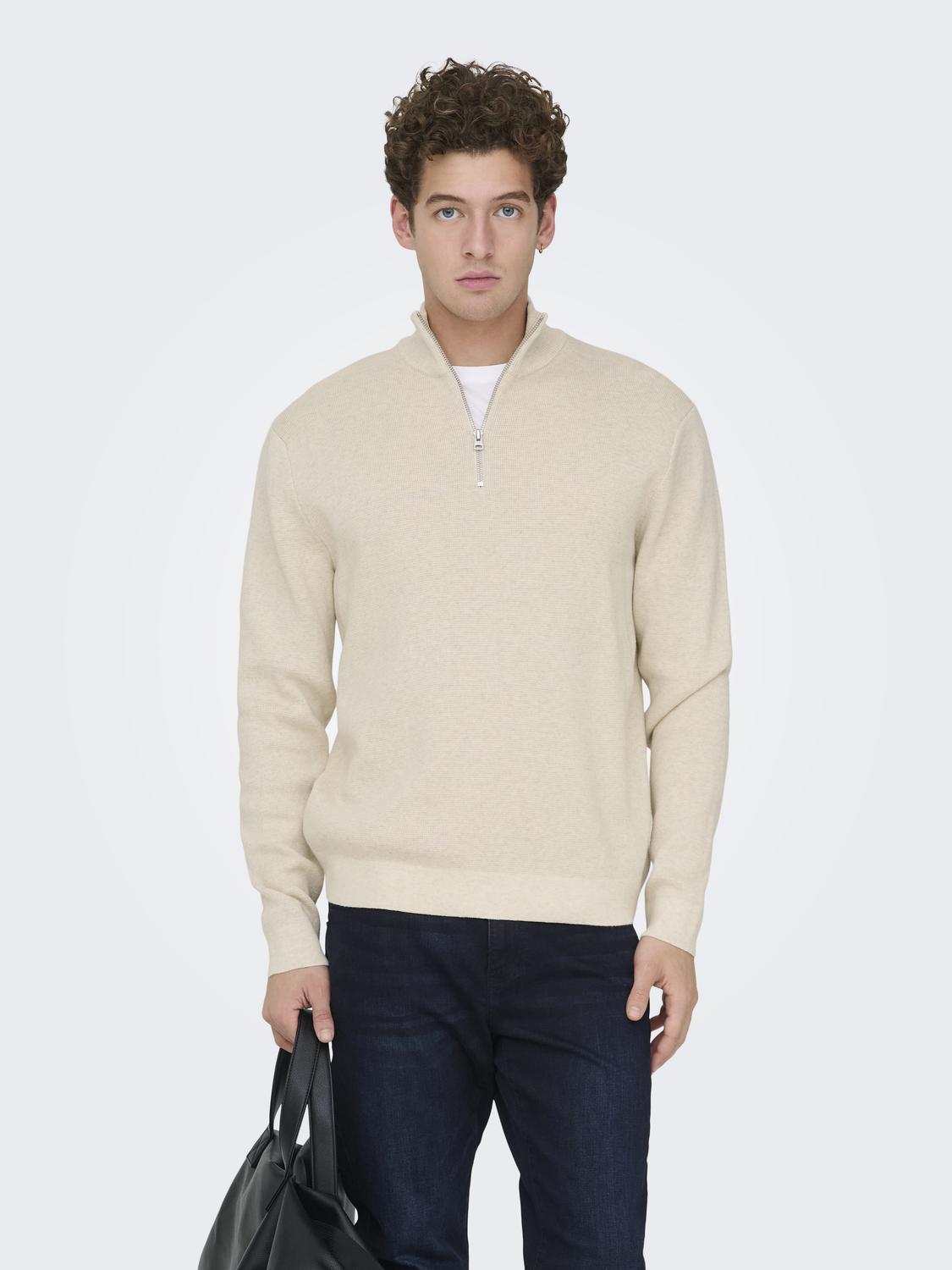 ONSTING LIFE REG HALF ZIP KNIT NOOS