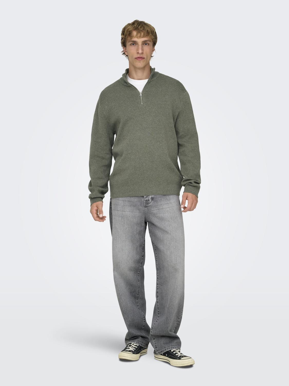 ONSTING REG HALF ZIP KNIT NOOS - 7