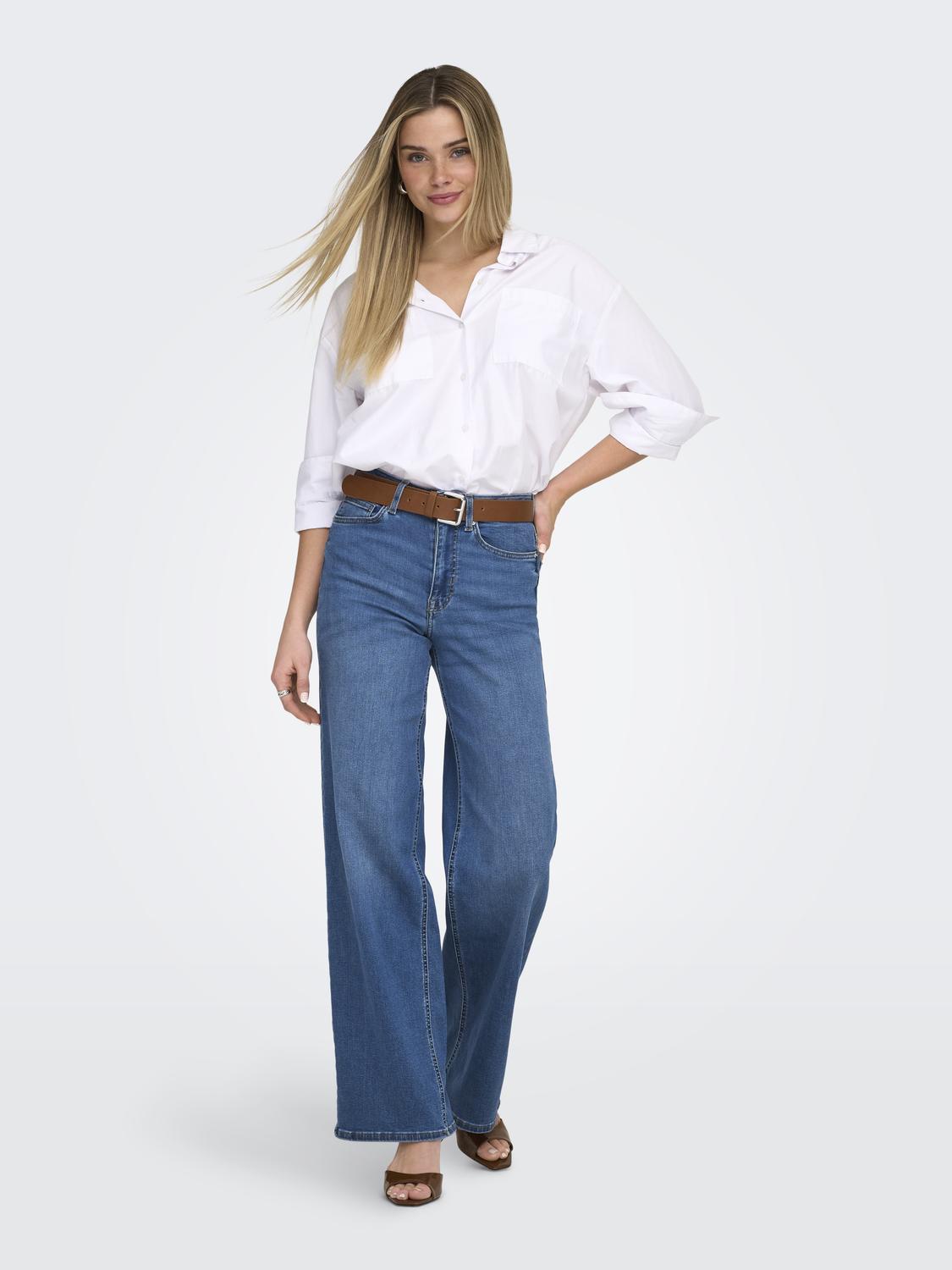 ONLMADISON Wide Fit Jeans med høy midje og baklommer - 6