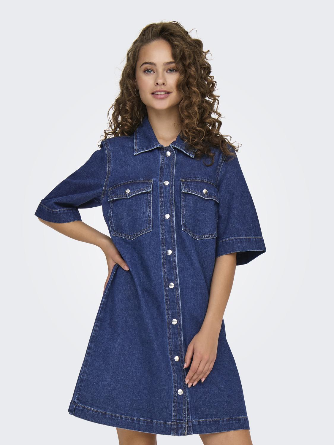 ONLBELLE Kurzes Jeanskleid mit Brusttaschen